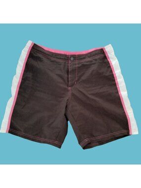 Quick Dry Womens Shorts Brown Pink Size 12 Sport  Stripes Trimmed Pockets Now